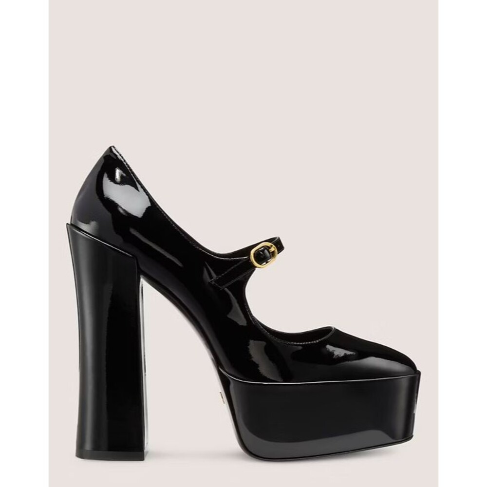 Stuart Weitzman Skyhigh 145 Platform Mary Jane Black Patent Leather Womens 9